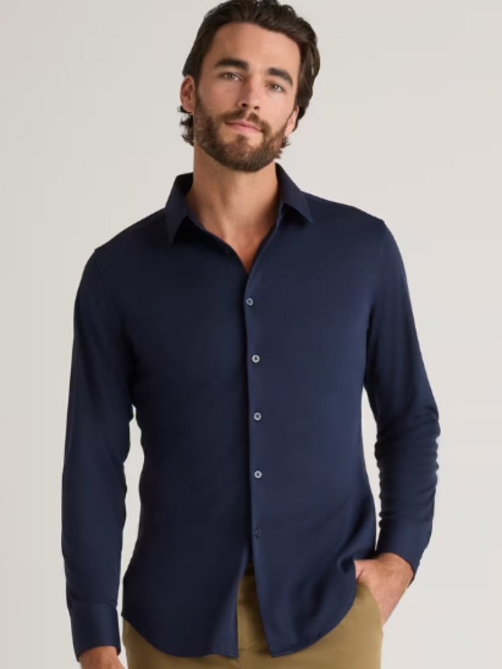Quince Men's Commuter Stretch Pique Long Sleeve Button Down Navy - M